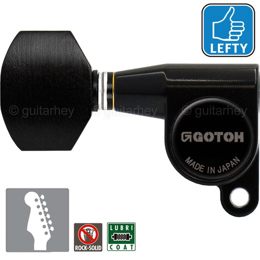 NEW Gotoh SG360-EN07 LEFT HANDED 6 In-Line Mini Tuners Small Buttons - BLACK