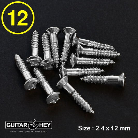 NEW (12) Short Screws for Mounting Rings or Back plates Les Paul Strat - CHROME