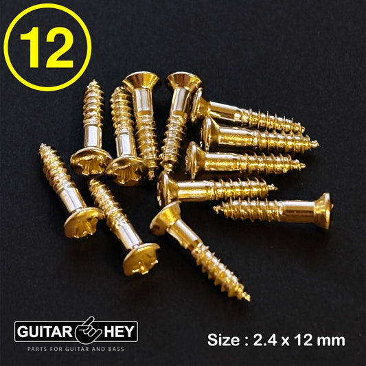 NEW (12) Short Screws for Mounting Rings or Back plates Les Paul Strat - GOLD