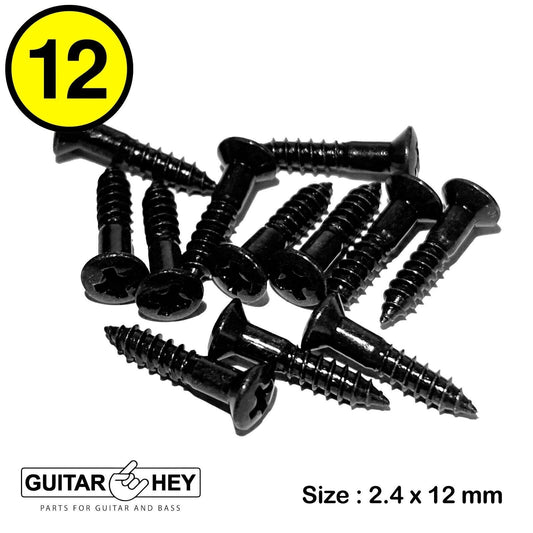NEW (12) Short Screws for Mounting Rings or Back plates Les Paul Strat - BLACK