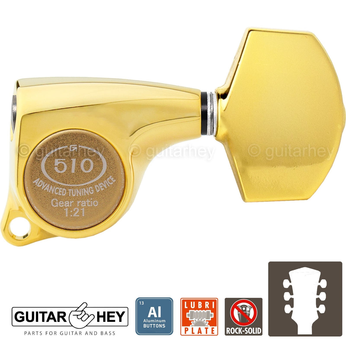 NEW Gotoh SGL510Z-A01 L3+R3 Tuners Set ALUMINUM Buttons 1:21 Ratio, 3x3 - GOLD