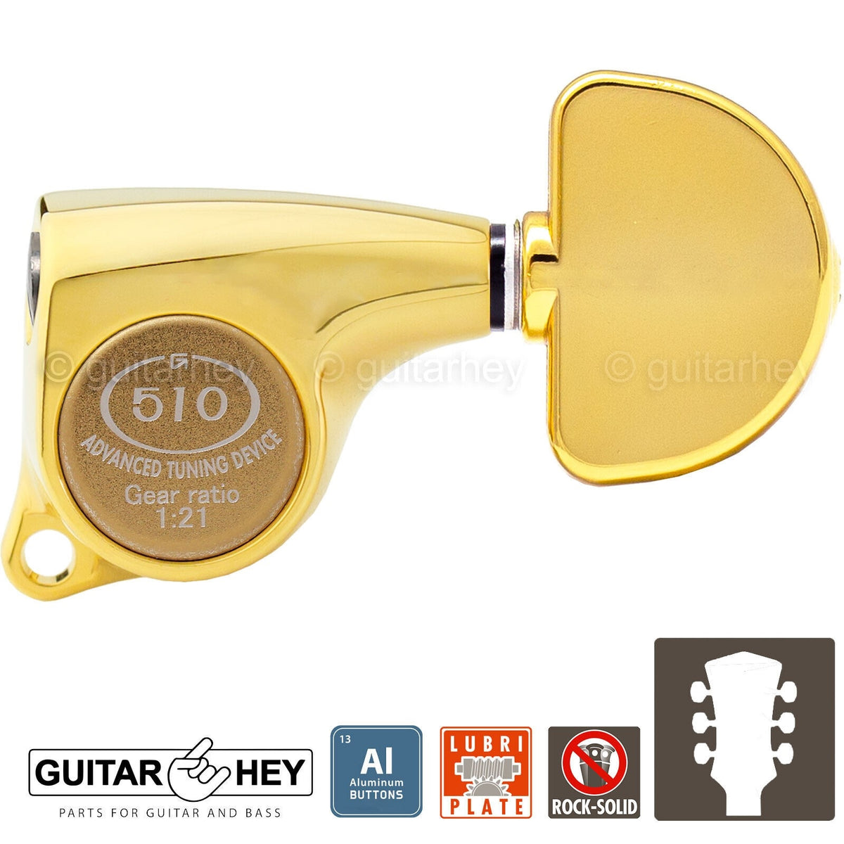 NEW Gotoh SGL510Z-A20 L3+R3 Tuners Set ALUMINUM Buttons 1:21 Ratio, 3x3 - GOLD