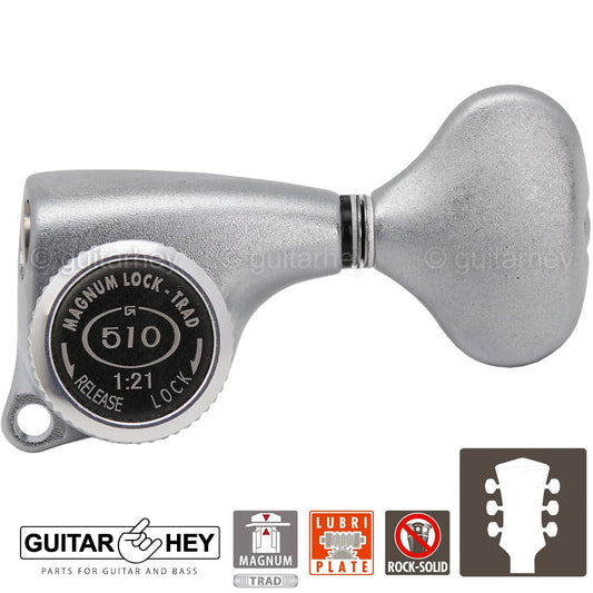 NEW Gotoh SGL510Z-L5 MGT L3+R3 Locking Tuning Keys, 21:1 Ratio, 3x3 SATIN CHROME