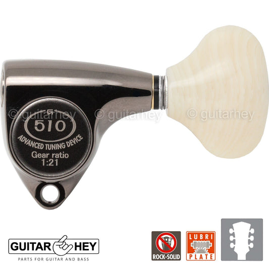 NEW Gotoh SGV510Z-VL5 Tuners L3+R3 Set LARGE Buttons 21:1 Ratio 3x3, COSMO BLACK