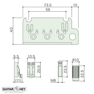 Gotoh NS510T-LS1 Bridge 2 Point Tremolo NARROW Spacing Locking Saddles - BLACK