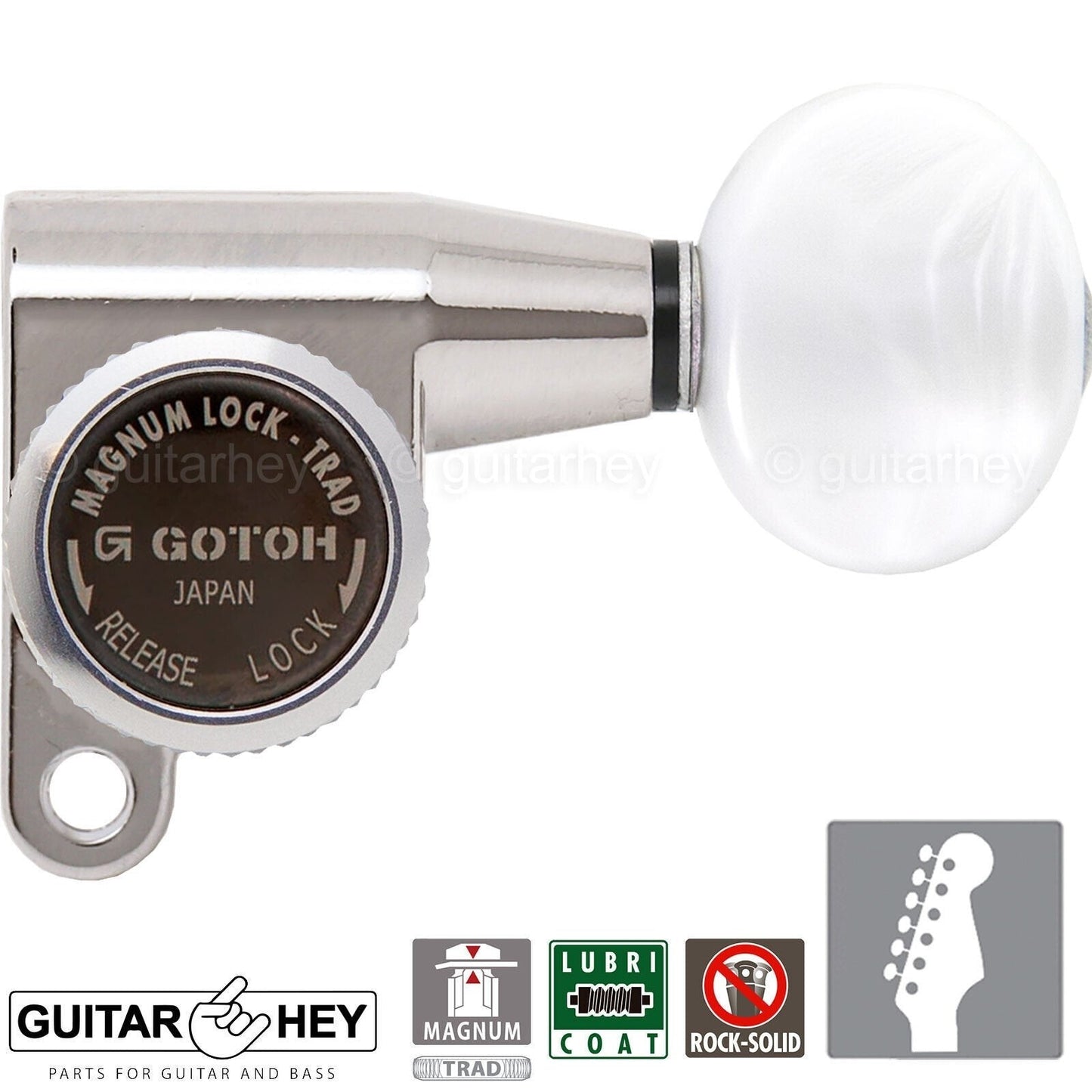 NEW Gotoh SG360-05P1 MGT 6 In-Line Set Locking Mini Tuners SMALL Buttons, NICKEL