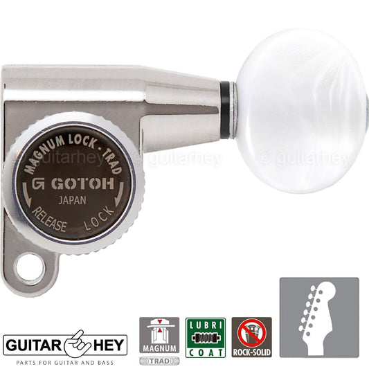 NEW Gotoh SG360-05P1 MGT 6 In-Line Set Locking Mini Tuners SMALL Buttons, NICKEL