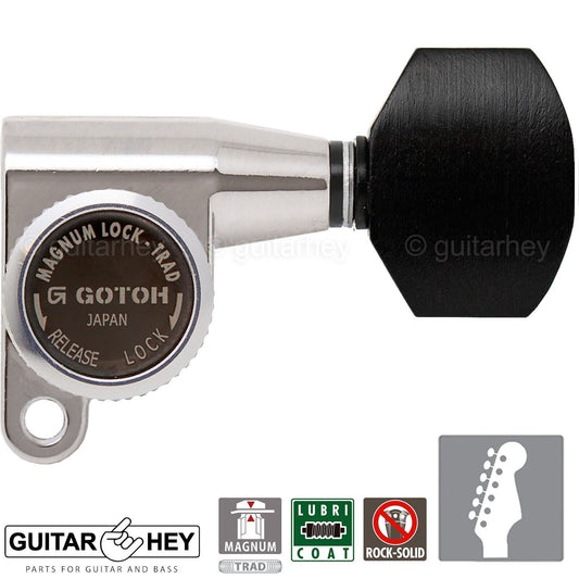 NEW Gotoh SG360-EN07 MGT 6 In-Line Set Locking Mini Tuners SMALL Buttons, NICKEL