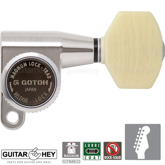 NEW Gotoh SG360-M07 MGT 6 In-Line Set Locking Mini Tuners SMALL Buttons - NICKEL