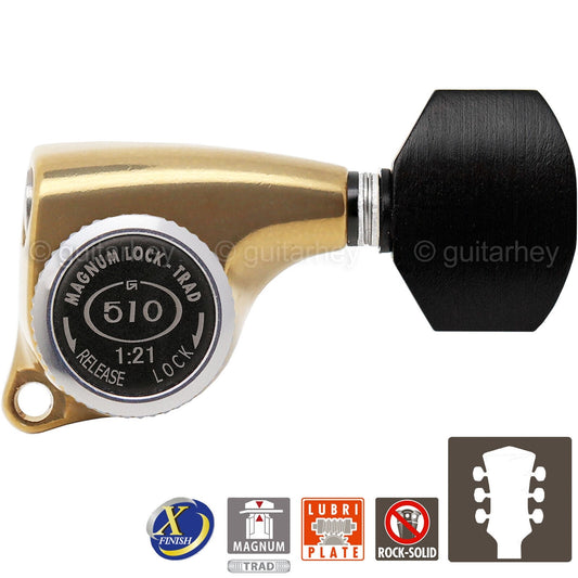 NEW Gotoh SGL510Z-EN07 MGT Locking Tuning Keys 21:1 Ratio Set 3x3 ANTIQUE X-GOLD