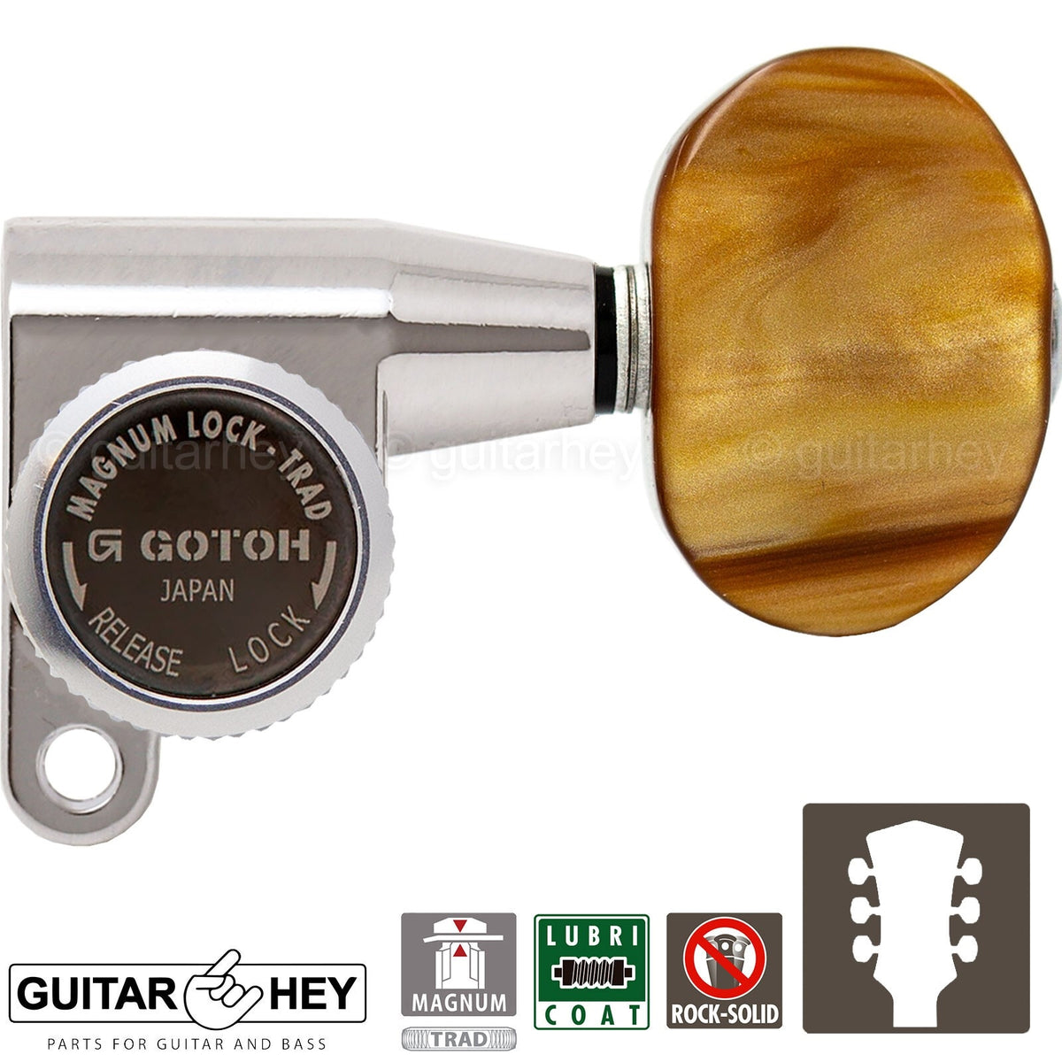 NEW Gotoh SG360-P2 MGT Locking Mini Tuners L3+R3 Tuning Keys 3x3 - NICKEL
