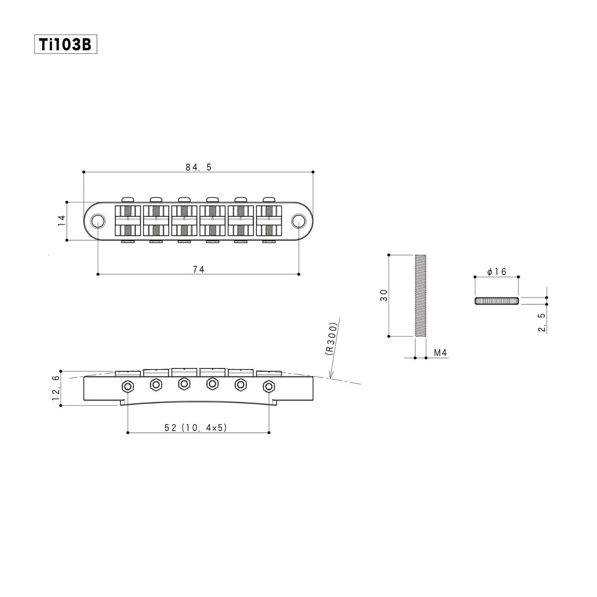 NEW Gotoh Ti103B Nashville Tune-o-matic Bridge M4 Post Titanium Saddles - CHROME