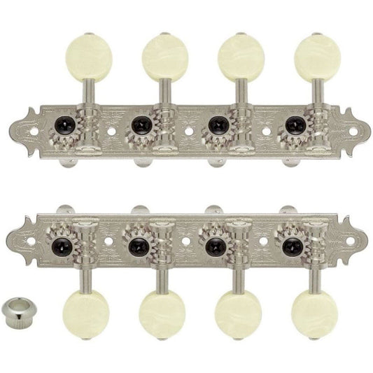 NEW Gotoh MA40 "A Style" Tuning Keys Mandolin Pegs Ivory Plastic Buttons, NICKEL