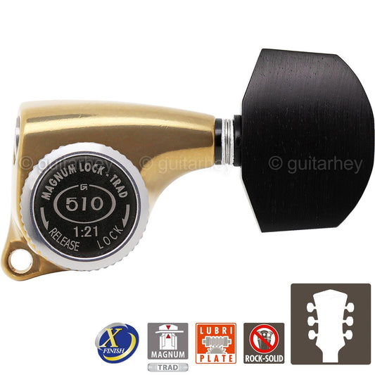 NEW Gotoh SGL510Z-EN01 MGT Locking Tuning Keys 21:1 Ratio Set 3x3 ANTIQUE X-GOLD