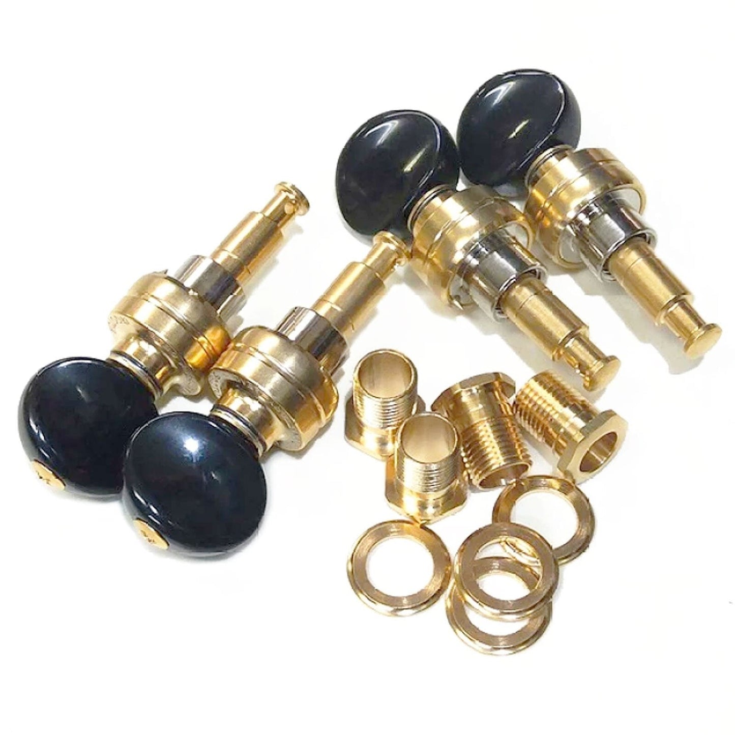 NEW Gotoh UPT-UBB Sealed Planetary Ukulele Tuning Keys SET Black Buttons - GOLD