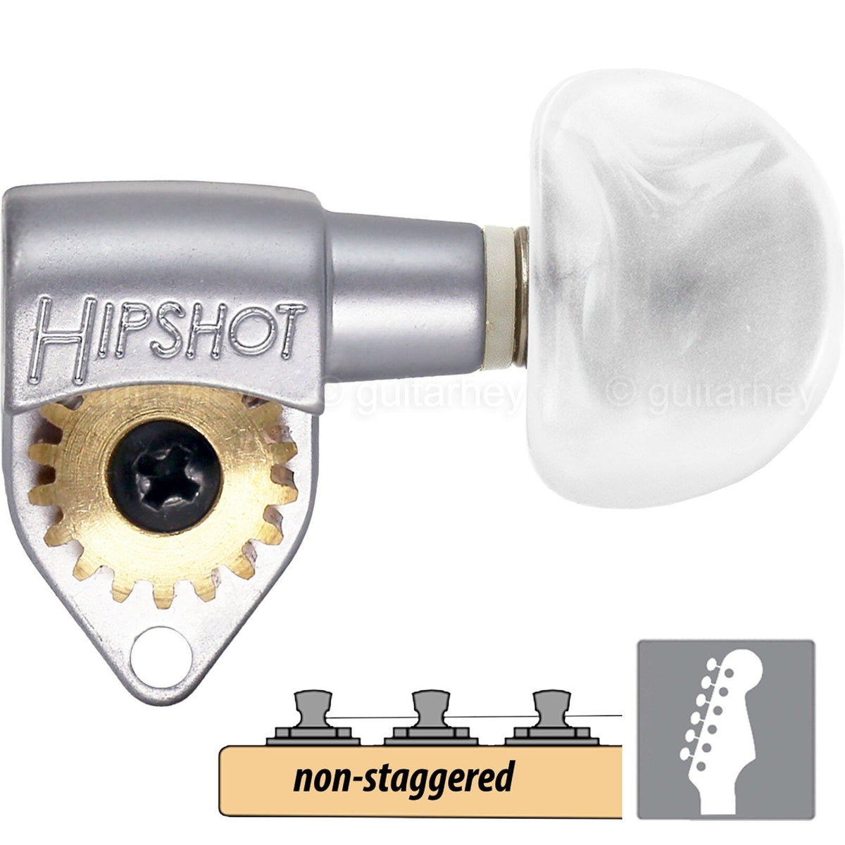 Hipshot 6K1GN0S Classic Open-Gear 6 in line NON-Staggered HMM-P Buttons - SATIN