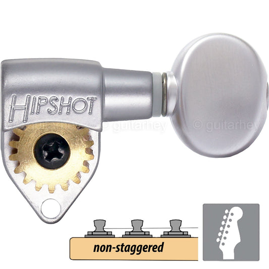 Hipshot 6K1GN0S Classic Open-Gear 6 in line NON-Staggered OVAL Buttons - SATIN