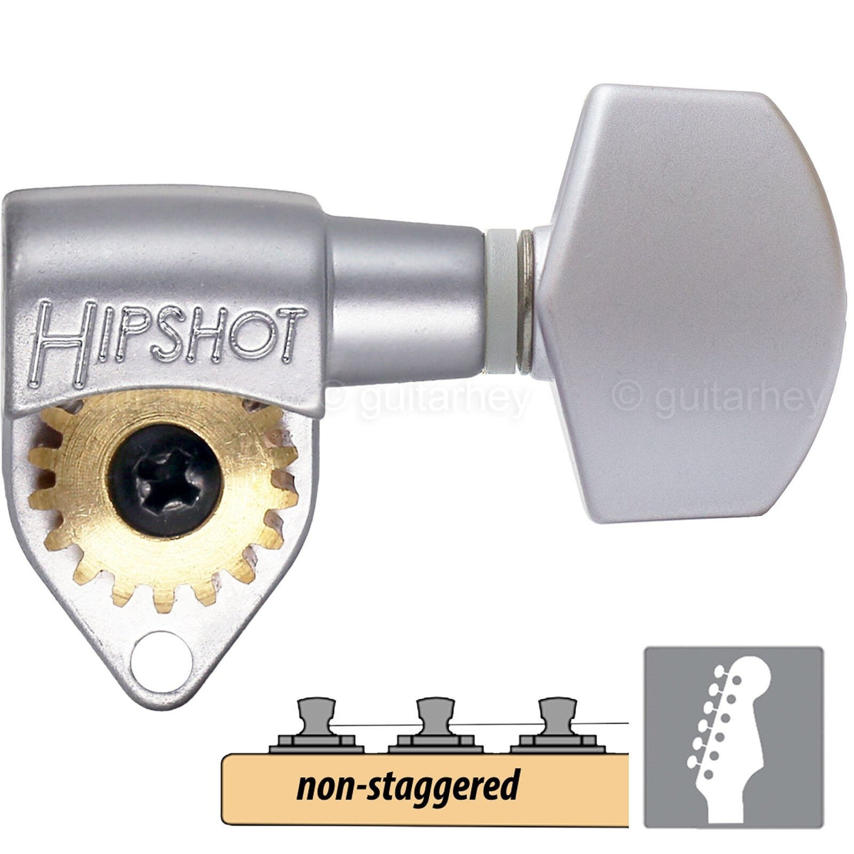 Hipshot 6K1GN0S Classic Open-Gear 6 in line NON-Staggered Small Buttons - SATIN