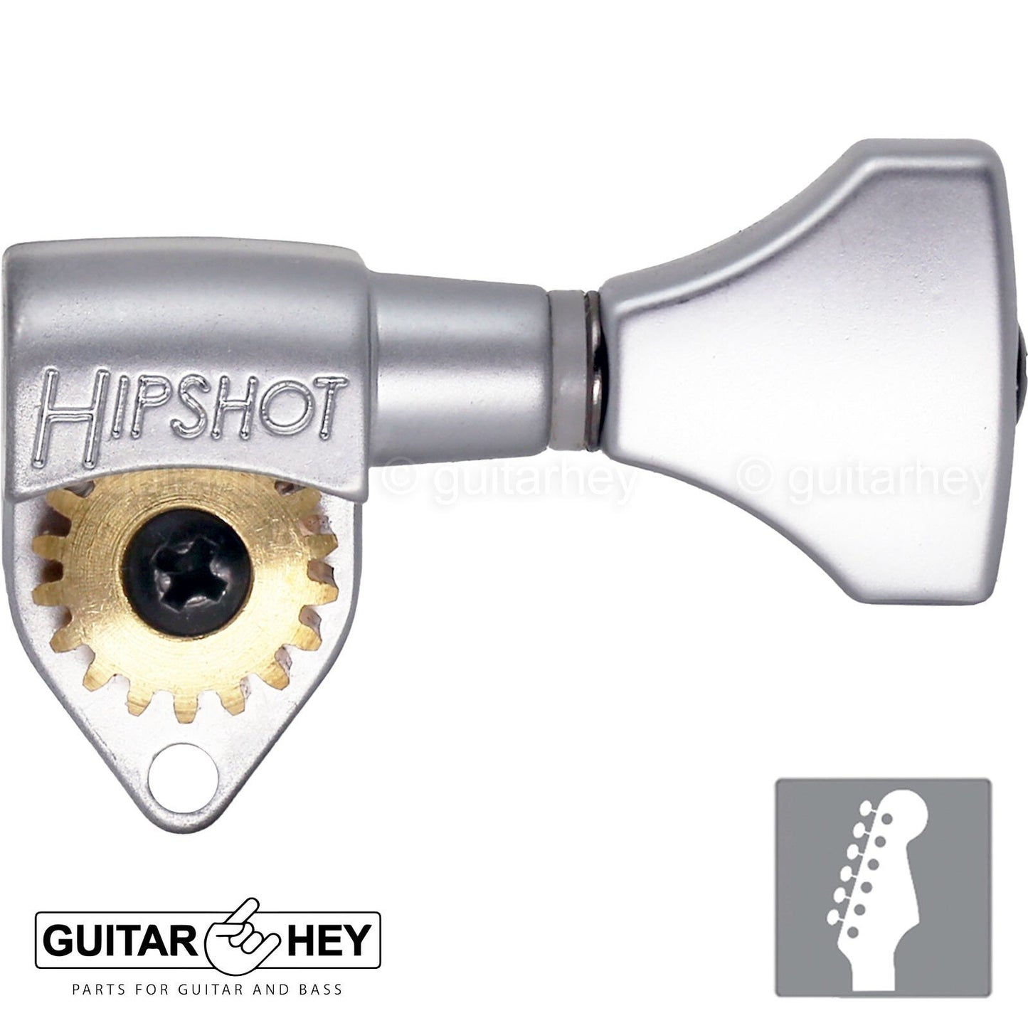 Hipshot 6K1GN0S-STAG Classic Open-Gear 6 in line STAGGERED Right Handed - SATIN