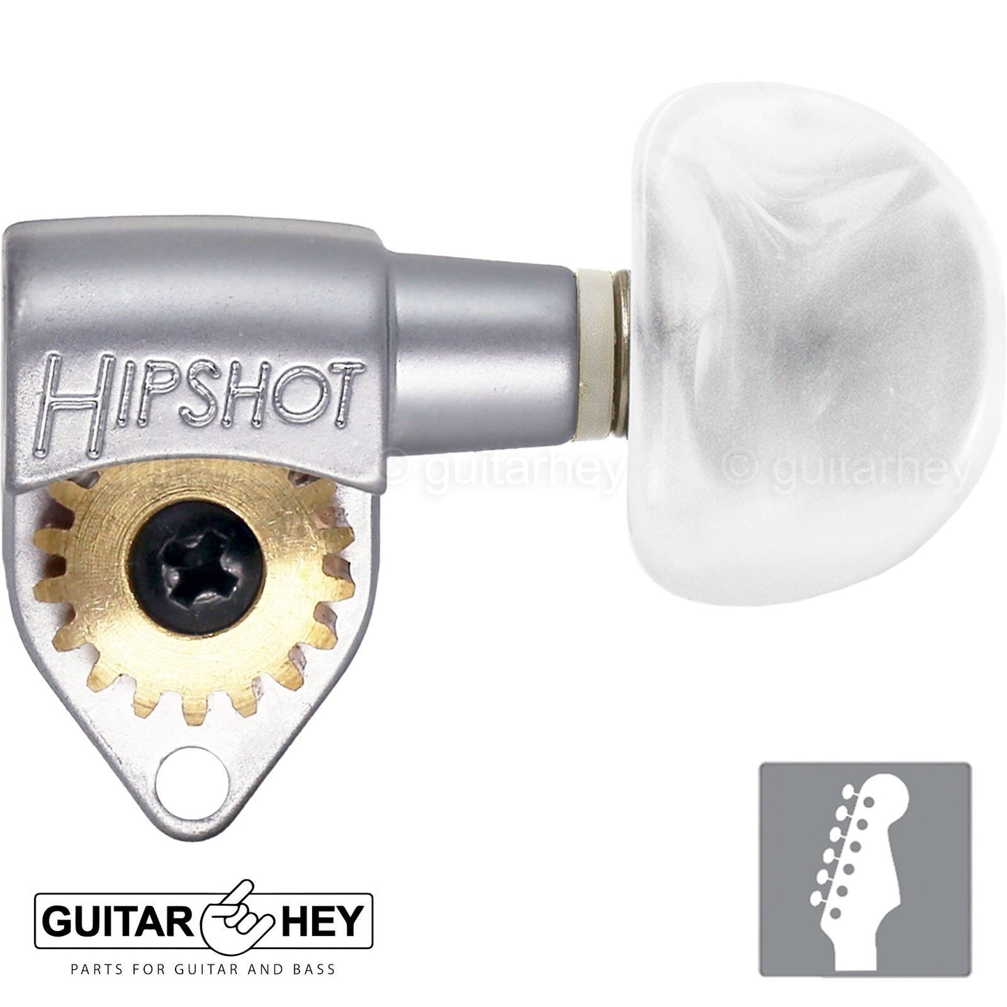 Hipshot 6K1GN0S-HMM-P Classic Open-Gear 6 in line STAGGERED Right Handed - SATIN