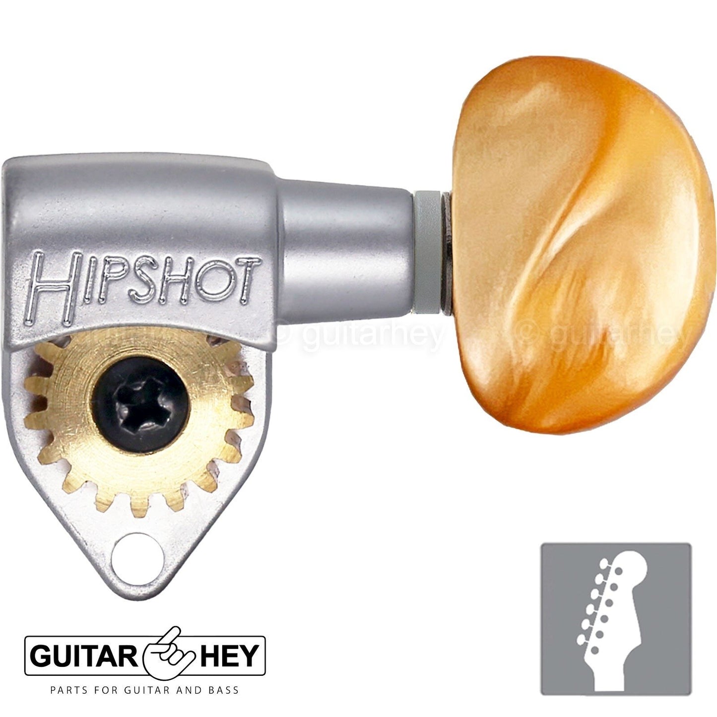 Hipshot 6K1GN0S-HMM-A Classic Open-Gear 6 in line STAGGERED Right Handed - SATIN