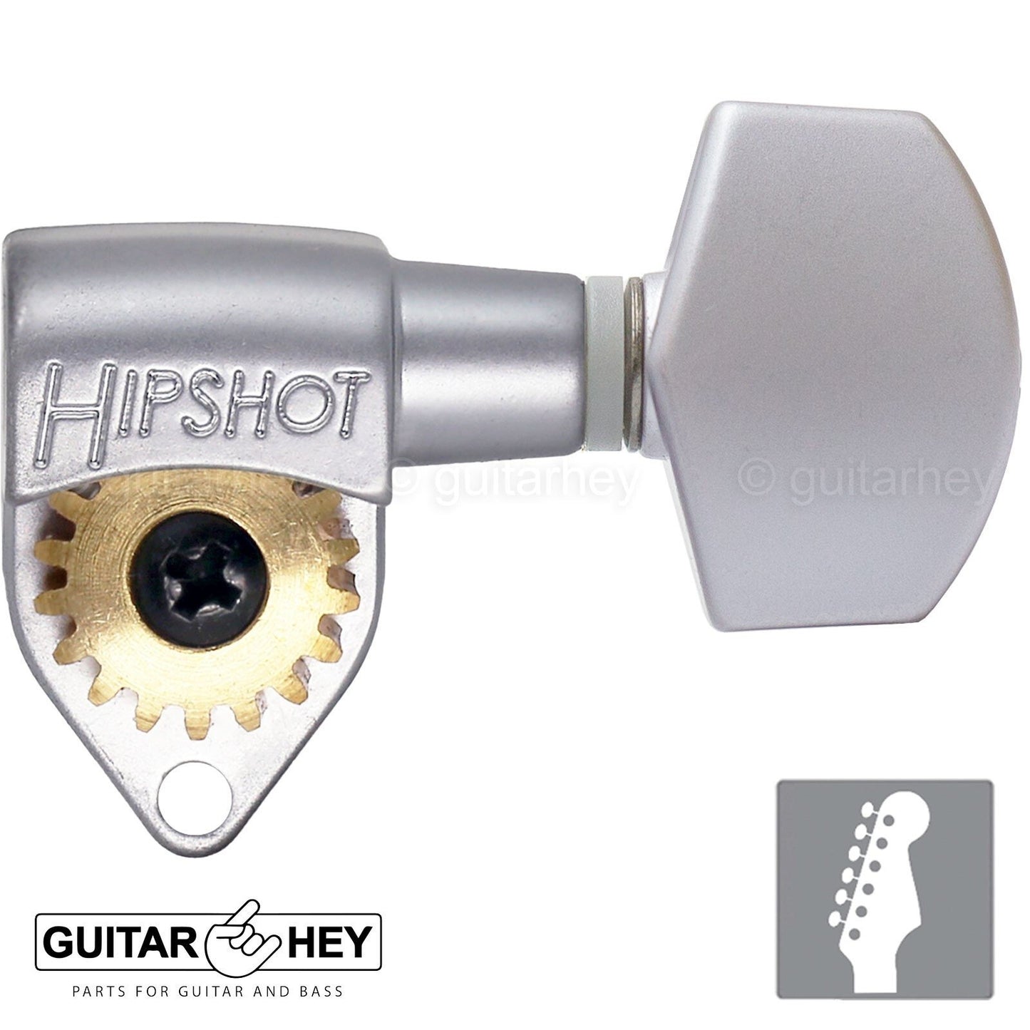 Hipshot 6K1GN0S-HEX-S Classic Open-Gear 6 in line STAGGERED Right Handed - SATIN