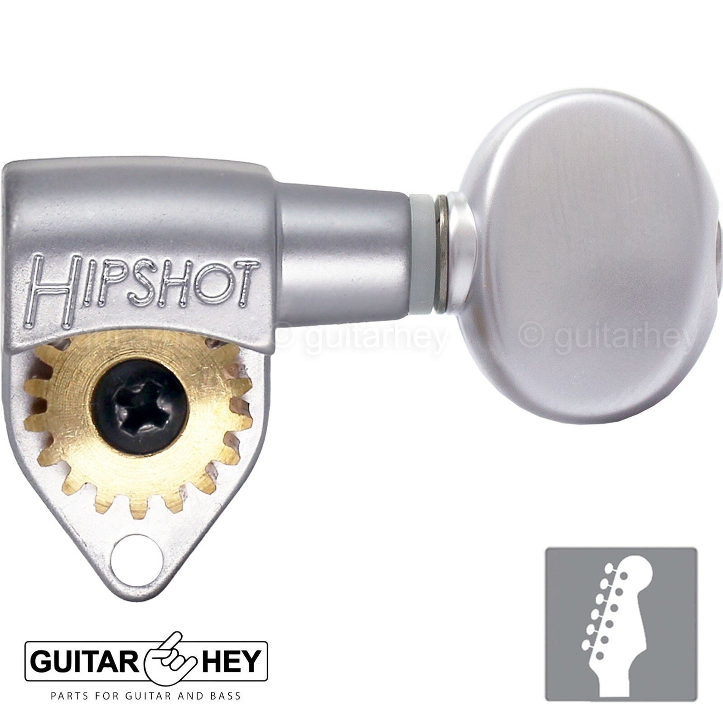 Hipshot 6K1GN0S-BTR-S Classic Open-Gear 6 in line STAGGERED Right Handed - SATIN
