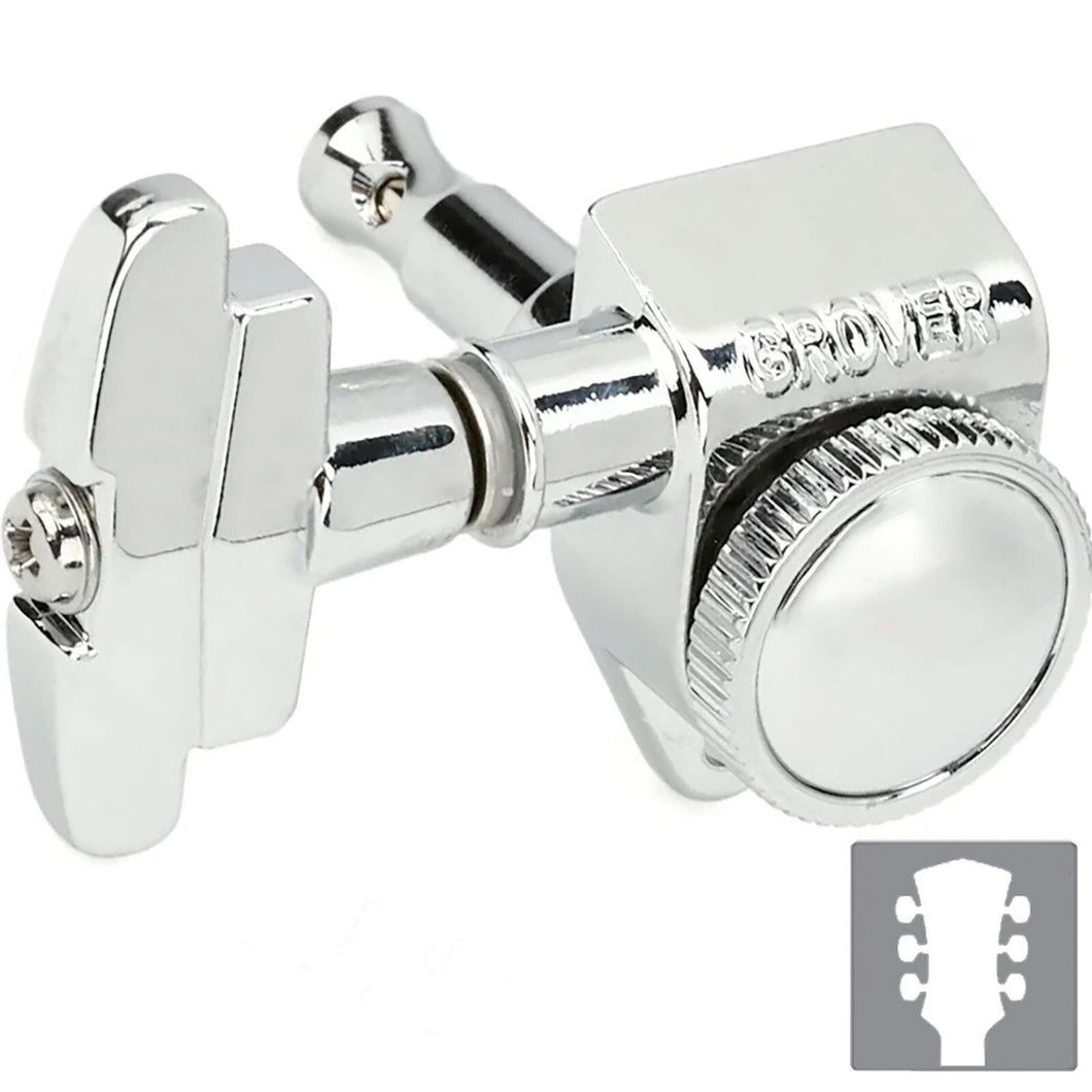 NEW Grover 509 LOCKING Tuners 3x3 Modern Gibson Les Paul IMPERIAL Buttons CHROME