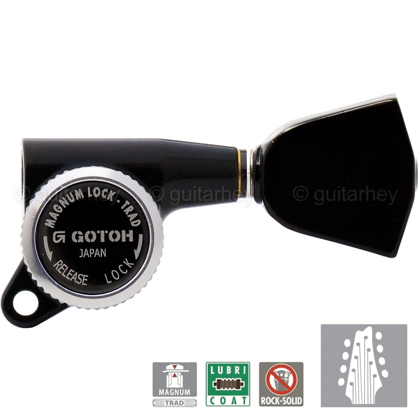 NEW Gotoh SG381-P4B MGT Locking Tuners Keystone Buttons 8-String Set 4x4 - BLACK