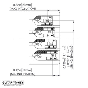 NEW Hipshot 5A400BG-750 4 string BRASS A Style Mount Bass Bridge - GOLD