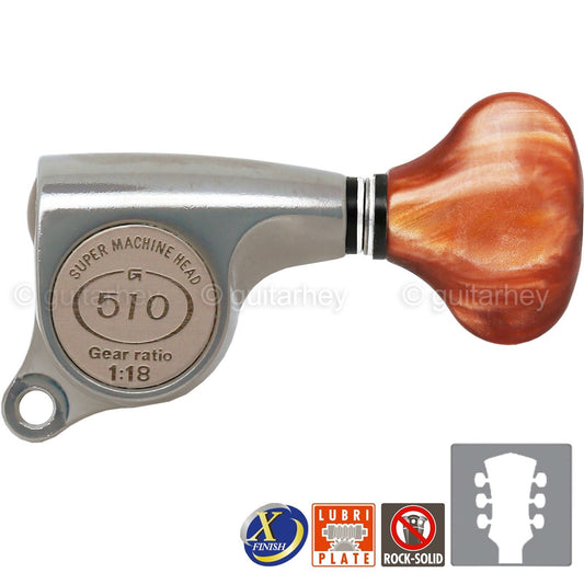 NEW Gotoh SGS510Z-CS5 L3+R3 Set Mini Tuners 1:18 Ratio 3x3 - ANTIQUE X-NICKEL