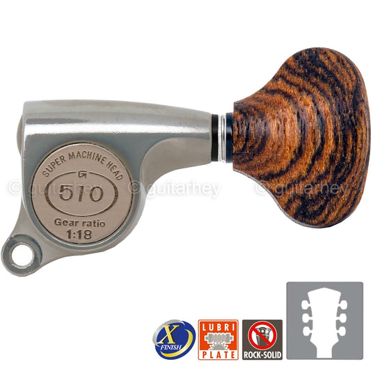 NEW Gotoh SGS510Z-RL5 L3+R3 Set Mini Tuners 1:18 Ratio 3x3 - ANTIQUE X-NICKEL