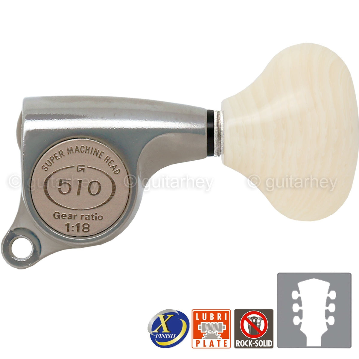 NEW Gotoh SGS510Z-VL5 L3+R3 Set Mini Tuners 1:18 Ratio 3x3 - ANTIQUE X-NICKEL
