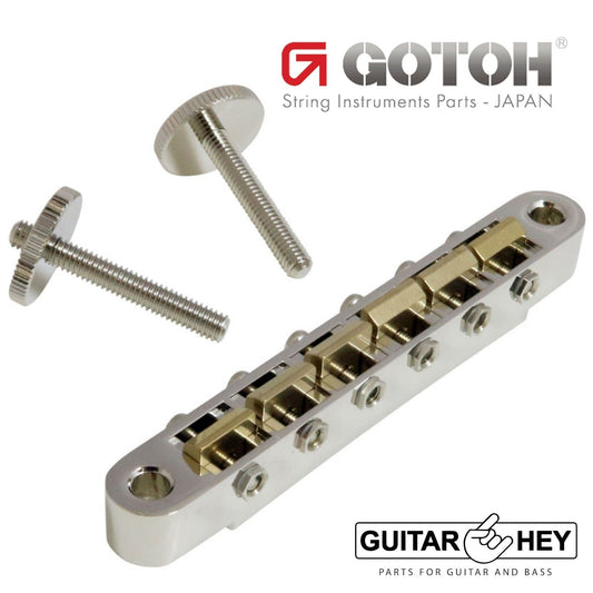 NEW Gotoh GE104BN Tunematic Tune-o-matic 12" radius Bridge BRASS Saddles, NICKEL