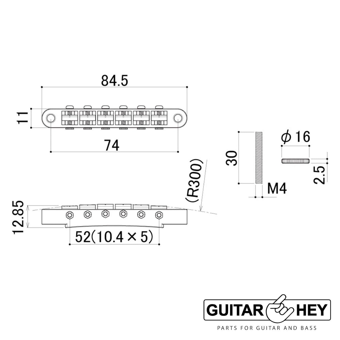 NEW Gotoh GE104BG Tunematic Tune-o-matic 12" radius Bridge BRASS Saddles - GOLD