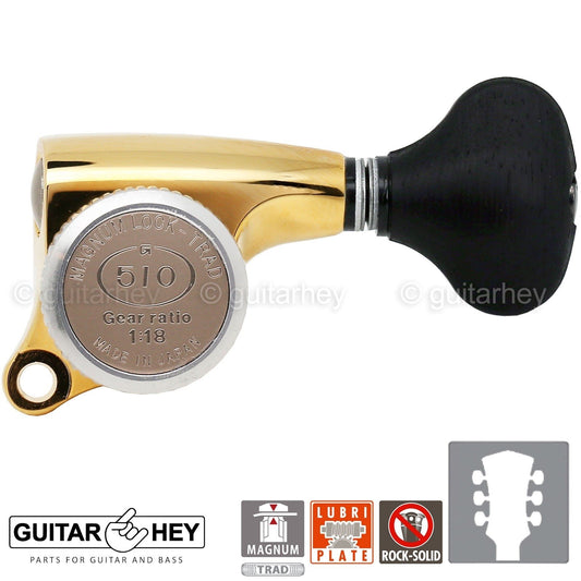 NEW Gotoh SGS510Z-ES5 MGT L3+R3 Set Mini LOCKING Tuners 1:18 Ratio 3x3 - GOLD