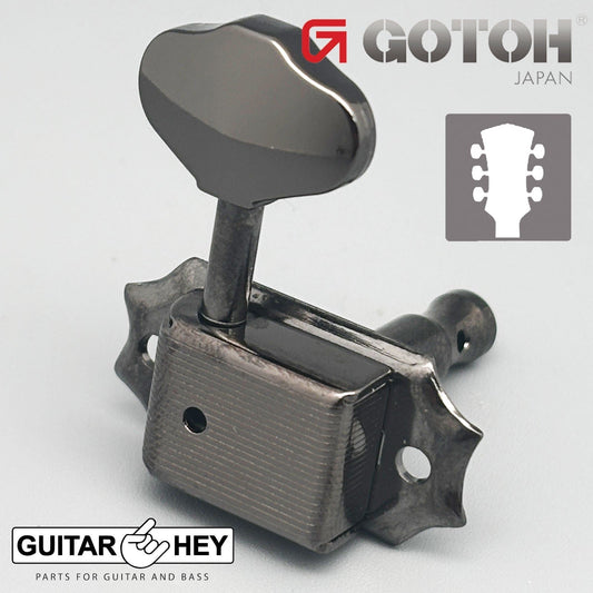 NEW Gotoh SD90-06M Tuners Tuning Vintage Keys Set L3+R3 Japan 3x3 - COSMO BLACK
