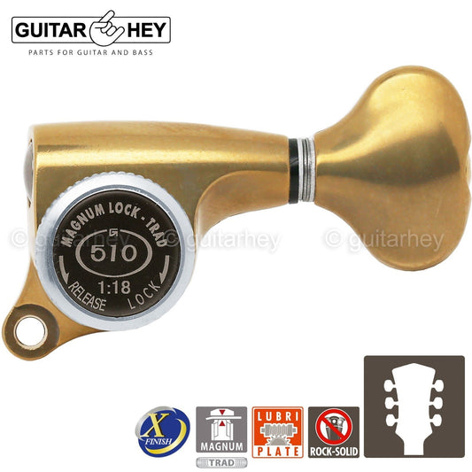 NEW Gotoh SGS510Z-S5 MGT L3+R3 Set LOCKING Tuners 1:18 Ratio 3x3, ANTIQUE X-GOLD