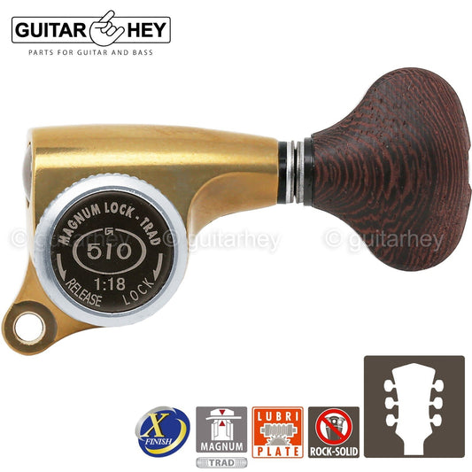 NEW Gotoh SGS510Z-TS5 MGT L3+R3 Set LOCKING Tuners 1:18 Ratio 3x3 ANTIQUE X-GOLD