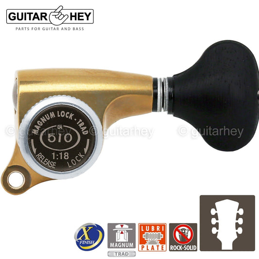 NEW Gotoh SGS510Z-ES5 MGT L3+R3 Set LOCKING Tuners 1:18 Ratio 3x3 ANTIQUE X-GOLD