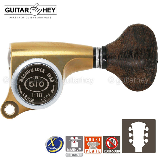 NEW Gotoh SGS510Z-ZS5 MGT L3+R3 Set LOCKING Tuners 1:18 Ratio 3x3 ANTIQUE X-GOLD