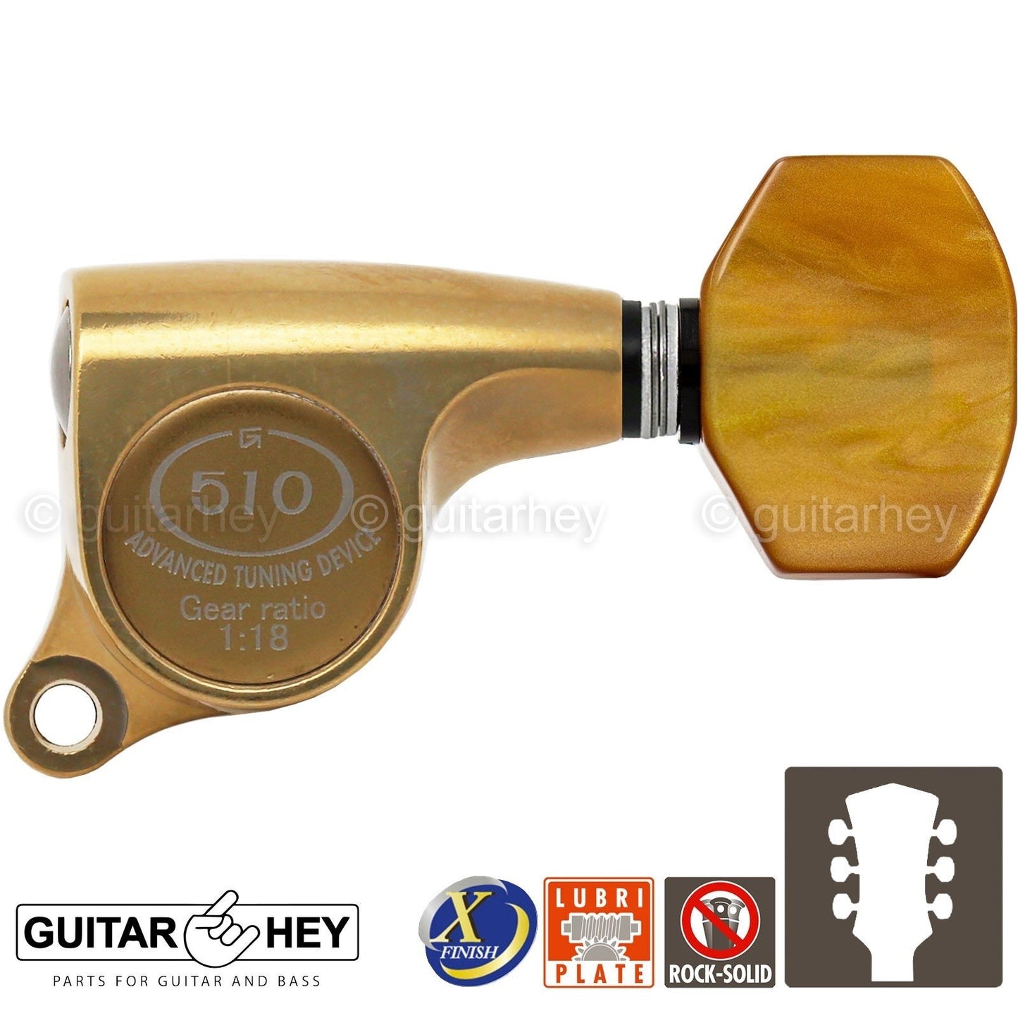 NEW Gotoh SGS510Z-P8 L3+R3 Set Mini Tuners 1:18 Ratio 3x3 - ANTIQUE X-GOLD