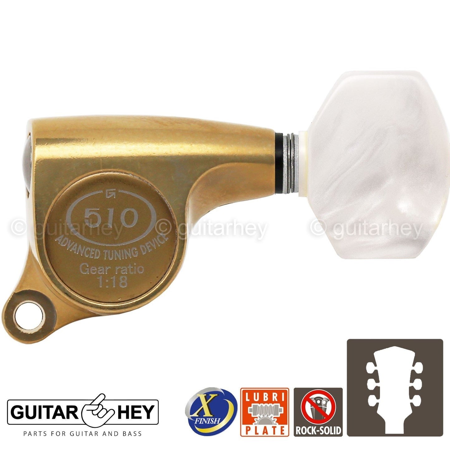 NEW Gotoh SGS510Z-P7 L3+R3 Set Mini Tuners 1:18 Ratio 3x3 - ANTIQUE X-GOLD