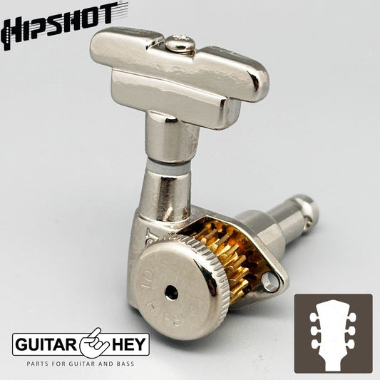 NEW Hipshot Grip-Lock Open-Gear LOCKING Tuners w/ IMPERIAL Buttons 3x3 - NICKEL