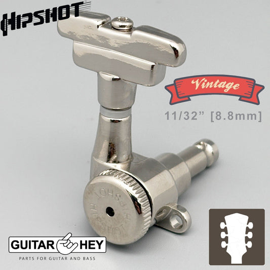 Hipshot Grip-Lock Closed-Gear VINTAGE LOCKING Tuners IMPERIAL Buttons 3x3 NICKEL
