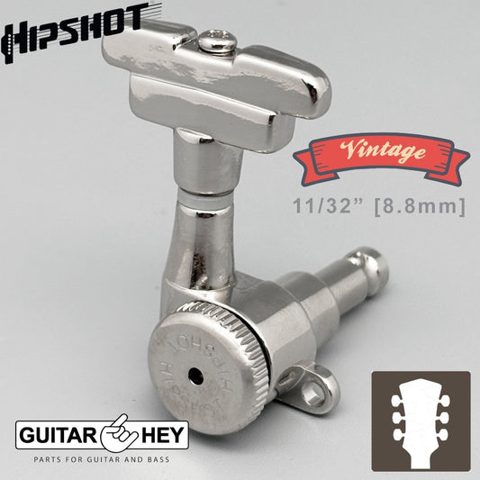 Hipshot Grip-Lock Closed-Gear VINTAGE LOCKING Tuners IMPERIAL Buttons 3x3 CHROME
