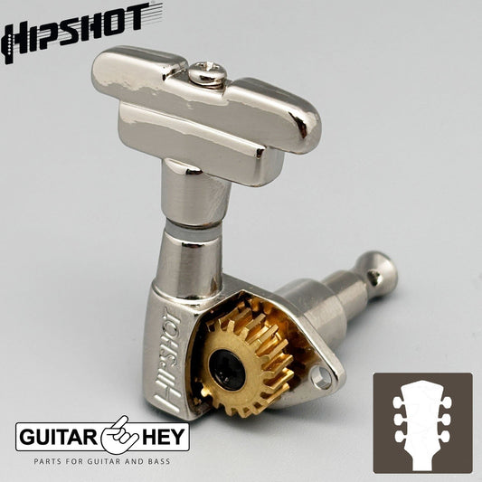 NEW Hipshot CLASSIC OPEN-GEAR Tuners L3+R3 Set IMPERIAL Buttons 3x3 - NICKEL