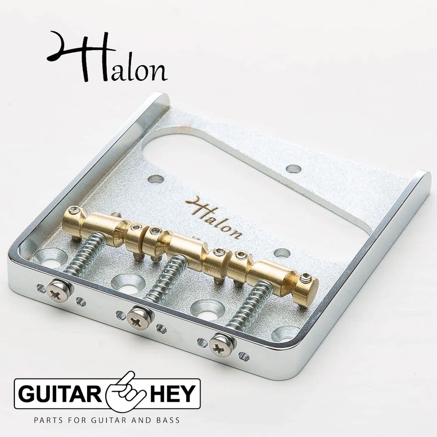 NEW Halon Steel Tele® Ashtray Telecaster Bridge Plate - Brass Saddles - CHROME