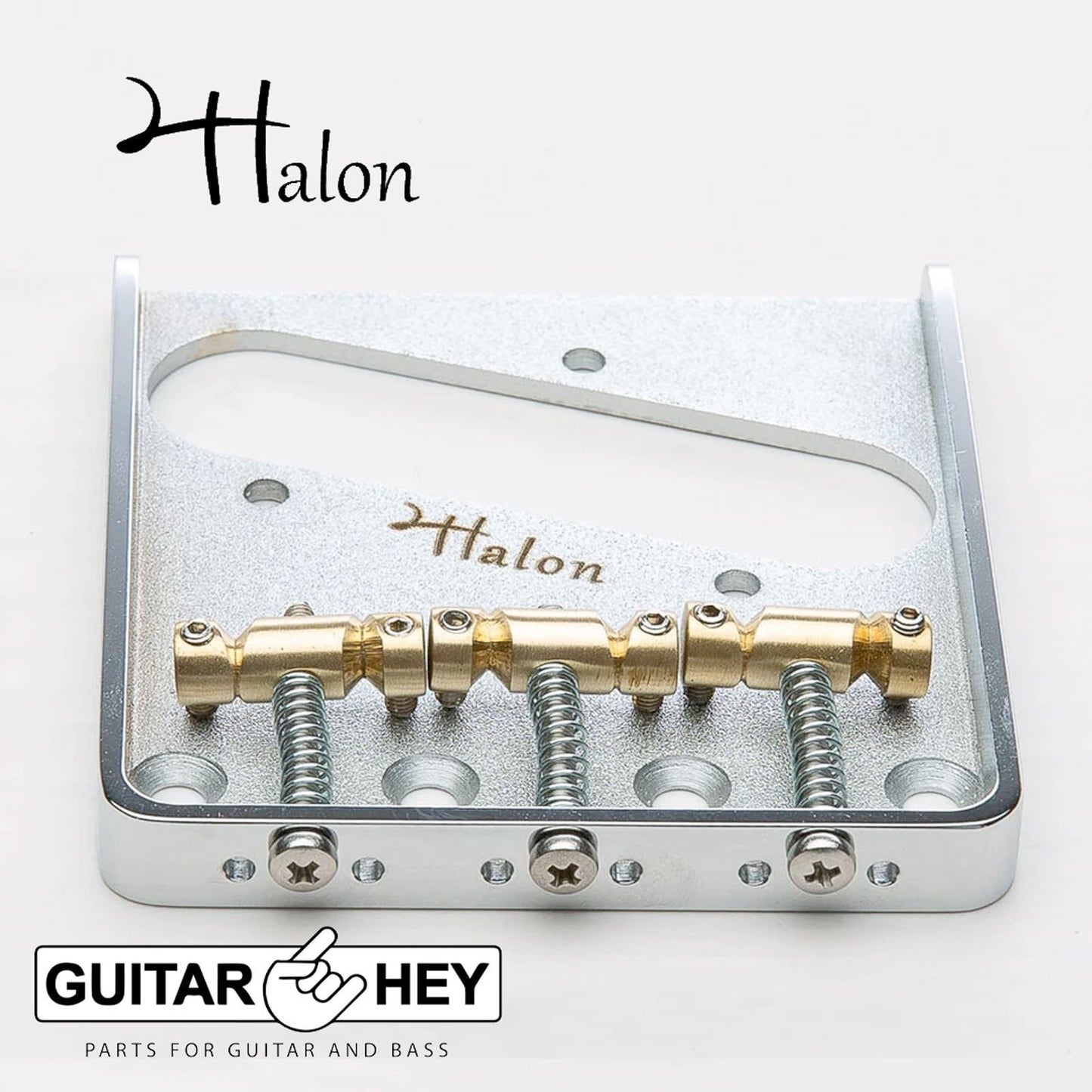 NEW Halon Steel Tele® Ashtray Telecaster Bridge Plate - Brass Saddles - CHROME
