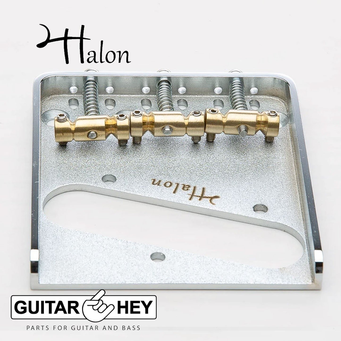 NEW Halon Steel Tele® Ashtray Telecaster Bridge Plate - Brass Saddles - CHROME
